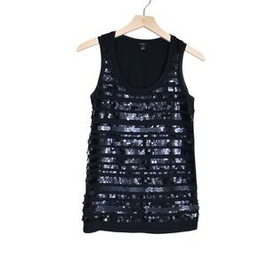 Ann Taylor Women's S Sequin Front Black Tank